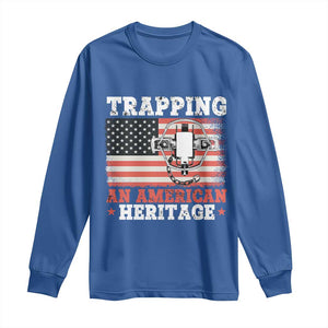 Trapping American Heritage Long Sleeve Shirt Patriotic Trap Hunting Trapper TS02 Royal Blue Print Your Wear