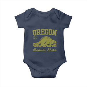 Beaver State Oregon Baby Onesie Est 1859 Vintage Flag TS02 Navy Print Your Wear