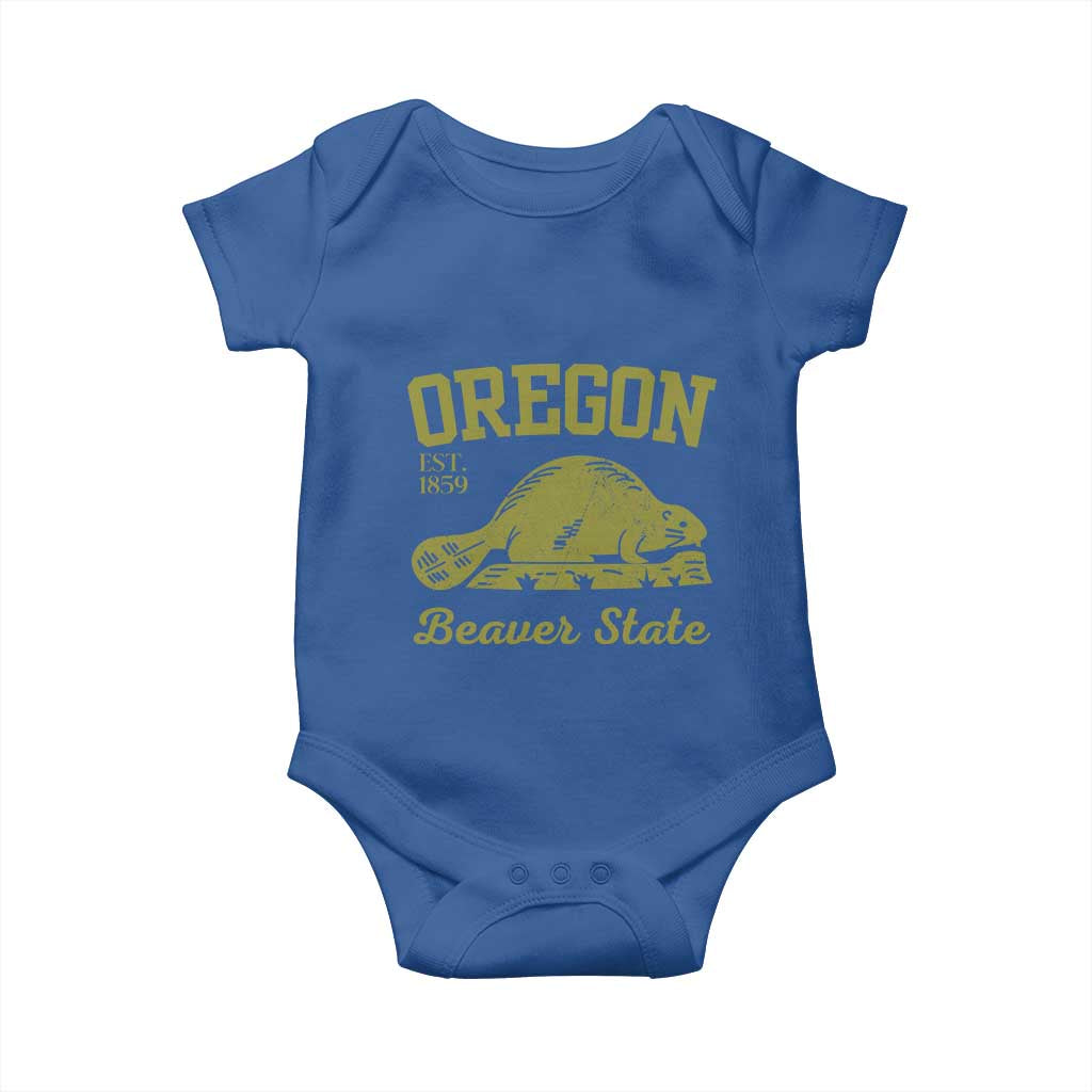Beaver State Oregon Baby Onesie Est 1859 Vintage Flag TS02 Royal Blue Print Your Wear