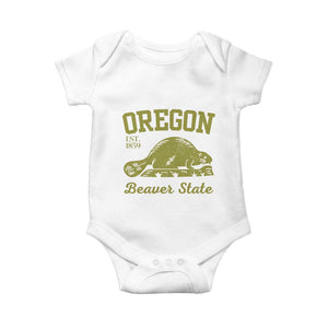 Beaver State Oregon Baby Onesie Est 1859 Vintage Flag TS02 White Print Your Wear