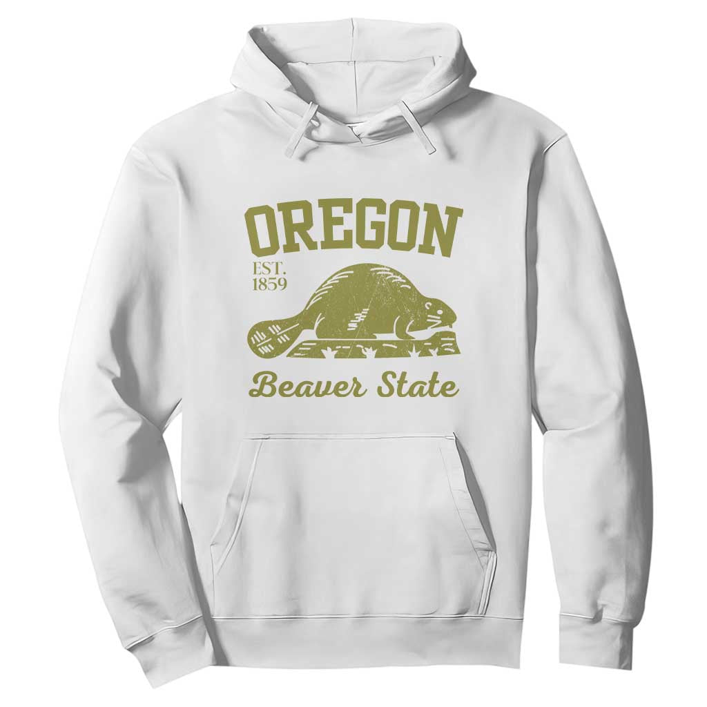 Beaver State Oregon Hoodie Est 1859 Vintage Flag TS02 White Print Your Wear