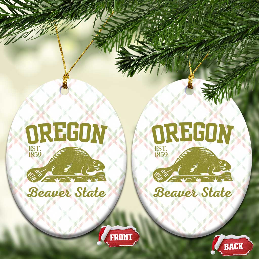Beaver State Oregon Ceramic Ornament Est 1859 Vintage Flag TS02 Print Your Wear