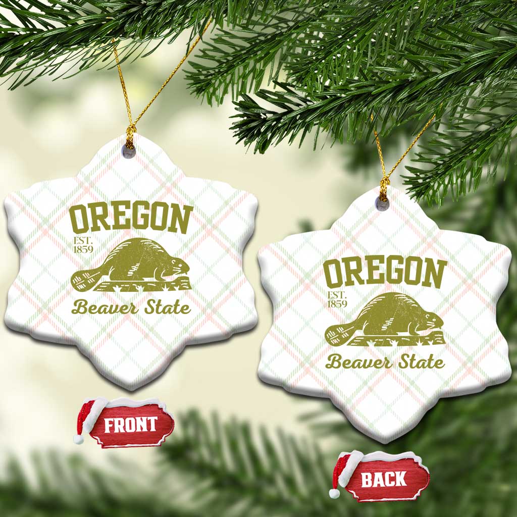 Beaver State Oregon Ceramic Ornament Est 1859 Vintage Flag TS02 Print Your Wear