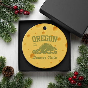 Beaver State Oregon Ceramic Ornament Est 1859 Vintage Flag TS02 1pc Yellow Cheese Print Your Wear