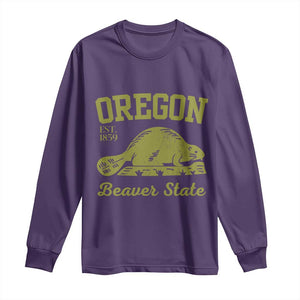 Beaver State Oregon Long Sleeve Shirt Est 1859 Vintage Flag TS02 Purple Print Your Wear