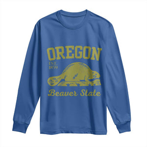 Beaver State Oregon Long Sleeve Shirt Est 1859 Vintage Flag TS02 Royal Blue Print Your Wear