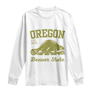 Beaver State Oregon Long Sleeve Shirt Est 1859 Vintage Flag TS02 White Print Your Wear