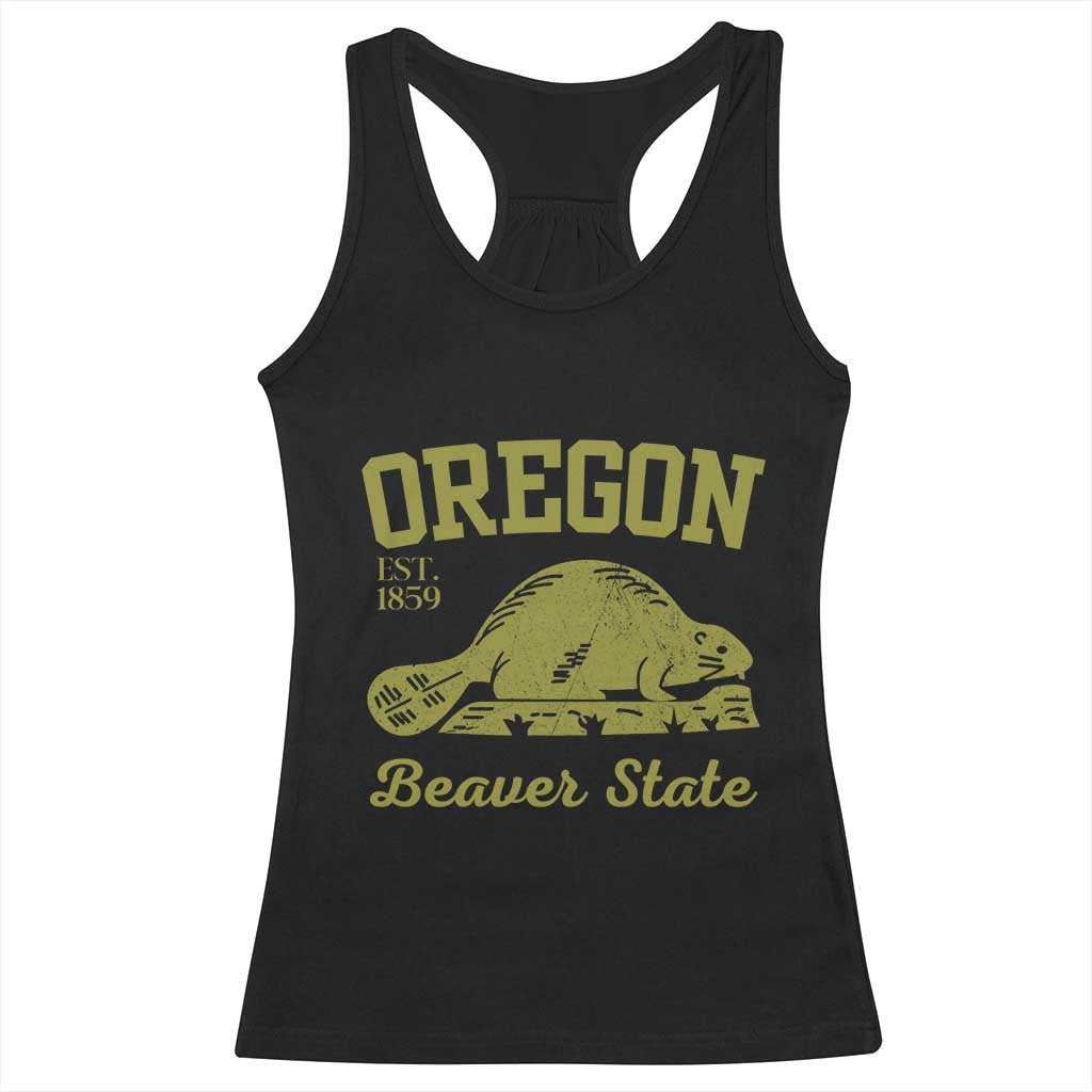 Beaver State Oregon Racerback Tank Top Est 1859 Vintage Flag TS02 Black Print Your Wear