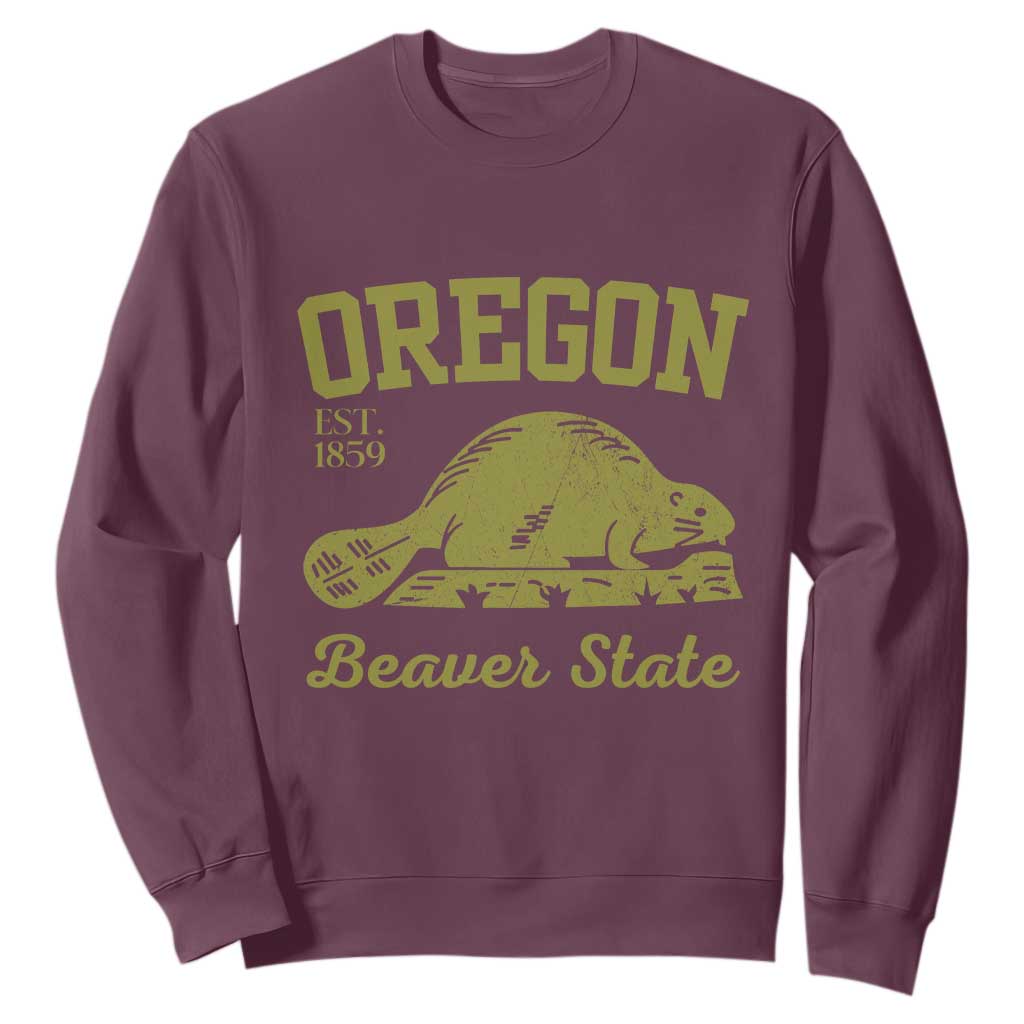 Beaver State Oregon Sweatshirt Est 1859 Vintage Flag TS02 Maroon Print Your Wear