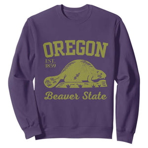 Beaver State Oregon Sweatshirt Est 1859 Vintage Flag TS02 Purple Print Your Wear