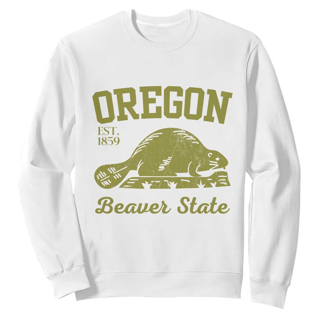 Beaver State Oregon Sweatshirt Est 1859 Vintage Flag TS02 White Print Your Wear