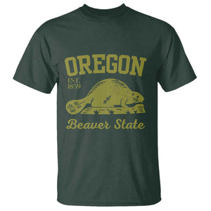 Beaver State Oregon T Shirt Est 1859 Vintage Flag TS02 Dark Forest Green Print Your Wear