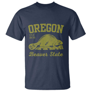 Beaver State Oregon T Shirt Est 1859 Vintage Flag TS02 Navy Print Your Wear
