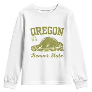 Beaver State Oregon Youth Sweatshirt Est 1859 Vintage Flag TS02 White Print Your Wear