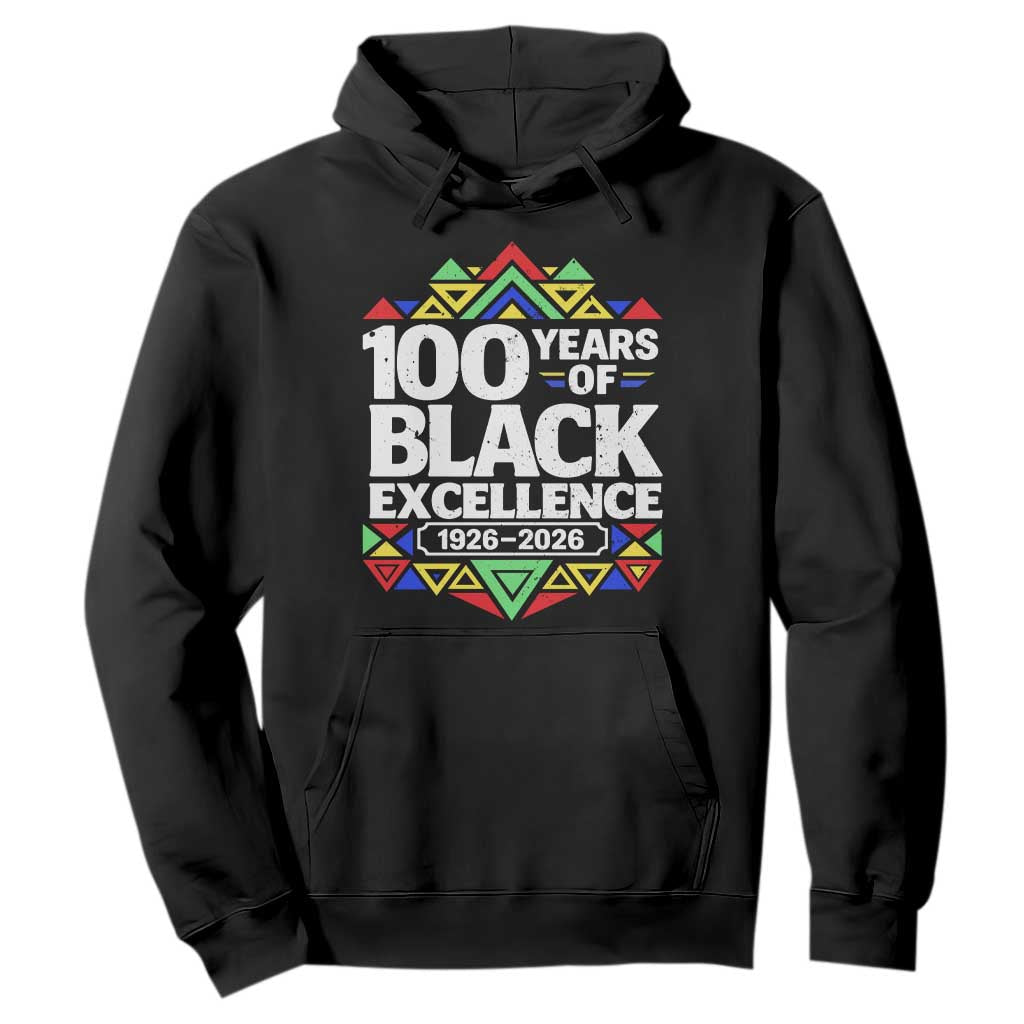 100 Years of Black Excellence 1926 2026 Hoodie African Tribal Pattern Heritage Celebrating Black History TS02 Black Print Your Wear