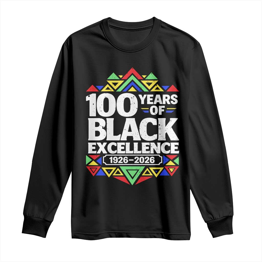 100 Years of Black Excellence 1926 2026 Long Sleeve Shirt African Tribal Pattern Heritage Celebrating Black History TS02 Black Print Your Wear