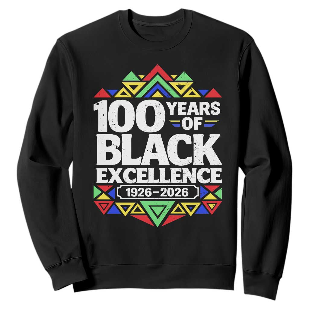 100 Years of Black Excellence 1926 2026 Sweatshirt African Tribal Pattern Heritage Celebrating Black History TS02 Black Print Your Wear