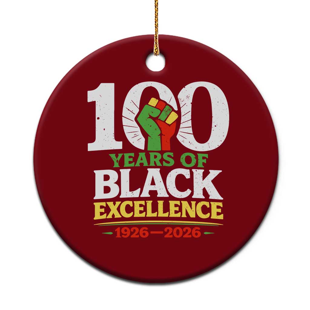 100 Years of Black Excellence 1926 2026 Ceramic Ornament Pan-African Raised Fist Pride Honoring Black History Legacy TS02 1pc Red Print Your Wear