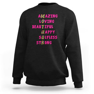 Mother Definition Sweatshirt Amazing Loving Beautiful Happy Selfless Strong Floral Mom's Day TS02 Black Printyourwear