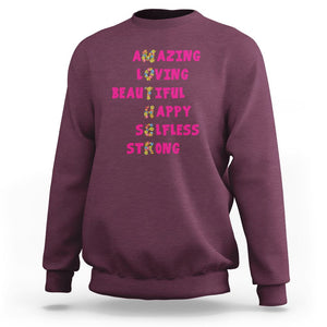 Mother Definition Sweatshirt Amazing Loving Beautiful Happy Selfless Strong Floral Mom's Day TS02 Maroon Printyourwear