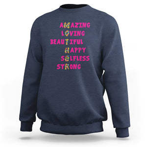 Mother Definition Sweatshirt Amazing Loving Beautiful Happy Selfless Strong Floral Mom's Day TS02 Navy Printyourwear