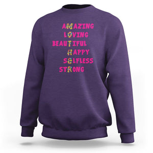 Mother Definition Sweatshirt Amazing Loving Beautiful Happy Selfless Strong Floral Mom's Day TS02 Purple Printyourwear