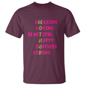 Mother Definition T Shirt Amazing Loving Beautiful Happy Selfless Strong Floral Mom's Day TS02 Maroon Printyourwear