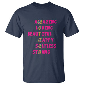 Mother Definition T Shirt Amazing Loving Beautiful Happy Selfless Strong Floral Mom's Day TS02 Navy Printyourwear