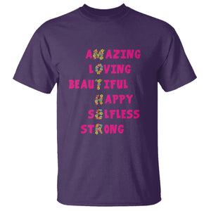 Mother Definition T Shirt Amazing Loving Beautiful Happy Selfless Strong Floral Mom's Day TS02 Purple Printyourwear