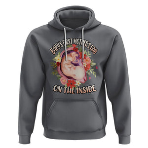 Pregnancy Announcement Hoodie Baby's First Mother's Day On The Inside Pregnant New Mom TS02 Charcoal Printyourwear