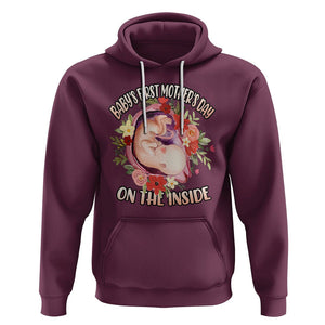 Pregnancy Announcement Hoodie Baby's First Mother's Day On The Inside Pregnant New Mom TS02 Maroon Printyourwear