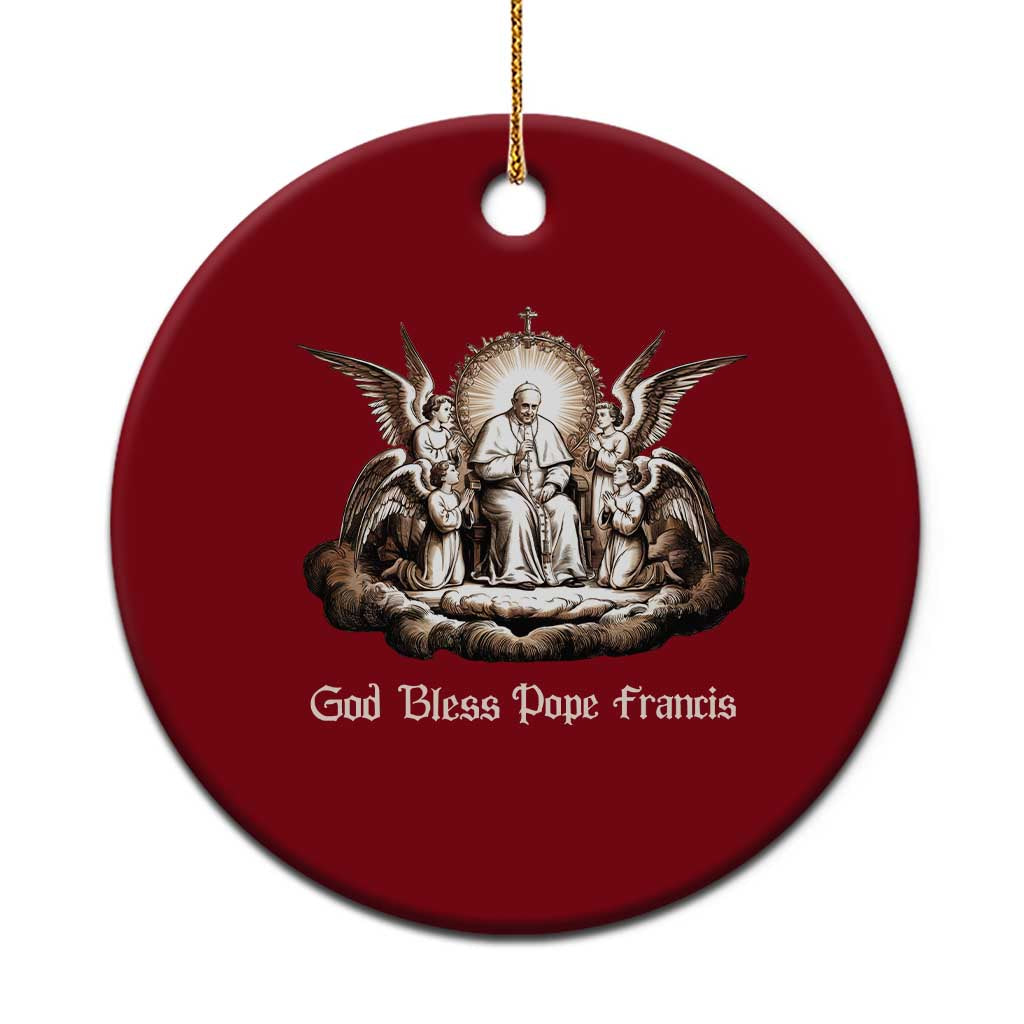 God Bless Pope Francis Ceramic Ornament Memorial Angel Catholic Faith & Unity TS02 1pc Red Print Your Wear