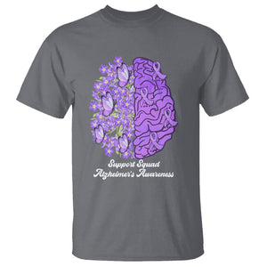 Forget Me Not Alzheimer's Awareness T Shirt Support Squad Dementia Purple Ribbon TS02 Charcoal Print Your Wear