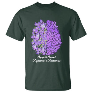 Forget Me Not Alzheimer's Awareness T Shirt Support Squad Dementia Purple Ribbon TS02 Dark Forest Green Print Your Wear