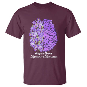 Forget Me Not Alzheimer's Awareness T Shirt Support Squad Dementia Purple Ribbon TS02 Maroon Print Your Wear