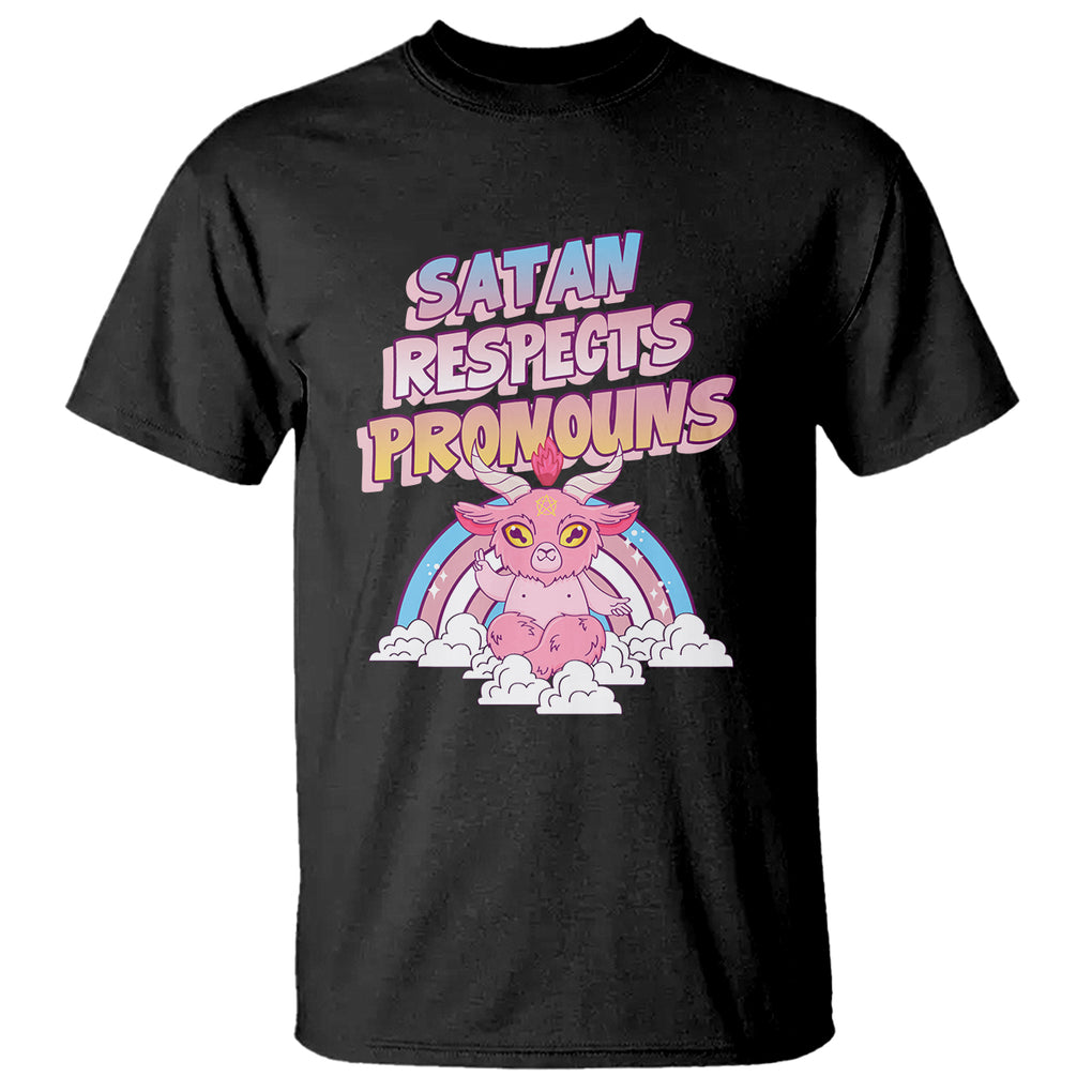 Protect Trans Kids T Shirt Satan Respects Pronouns Transgender Pride Trans Flag TS02 Black Printyourwear