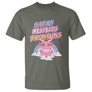 Protect Trans Kids T Shirt Satan Respects Pronouns Transgender Pride Trans Flag TS02 Military Green Printyourwear