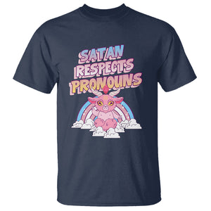 Protect Trans Kids T Shirt Satan Respects Pronouns Transgender Pride Trans Flag TS02 Navy Printyourwear