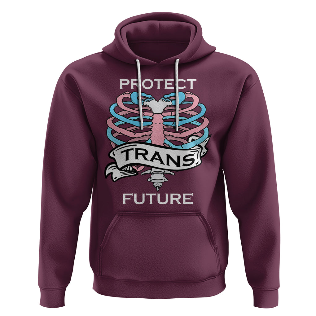 Protect Trans Kids Skeleton Hoodie Transgender Future LGBT Pride Flag LGBTQ Support TS02 Maroon Printyourwear
