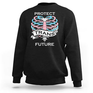 Protect Trans Kids Skeleton Sweatshirt Transgender Future LGBT Pride Flag LGBTQ Support TS02 Black Printyourwear