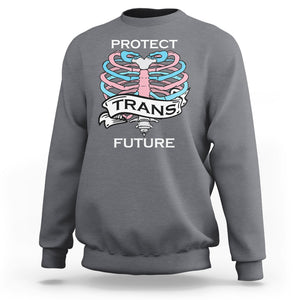 Protect Trans Kids Skeleton Sweatshirt Transgender Future LGBT Pride Flag LGBTQ Support TS02 Charcoal Printyourwear