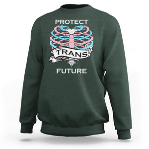 Protect Trans Kids Skeleton Sweatshirt Transgender Future LGBT Pride Flag LGBTQ Support TS02 Dark Forest Green Printyourwear