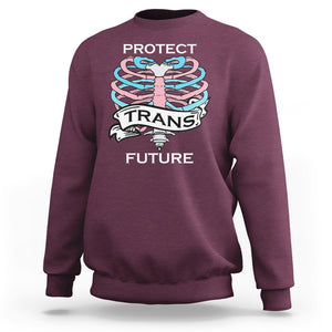 Protect Trans Kids Skeleton Sweatshirt Transgender Future LGBT Pride Flag LGBTQ Support TS02 Maroon Printyourwear