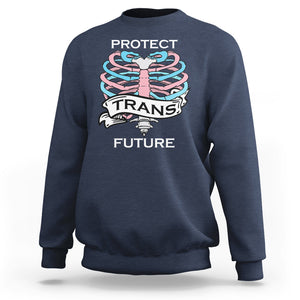 Protect Trans Kids Skeleton Sweatshirt Transgender Future LGBT Pride Flag LGBTQ Support TS02 Navy Printyourwear