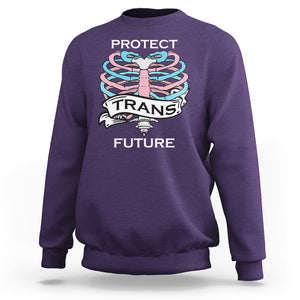 Protect Trans Kids Skeleton Sweatshirt Transgender Future LGBT Pride Flag LGBTQ Support TS02 Purple Printyourwear