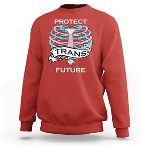 Protect Trans Kids Skeleton Sweatshirt Transgender Future LGBT Pride Flag LGBTQ Support TS02 Red Printyourwear