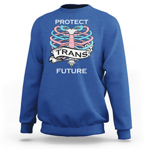 Protect Trans Kids Skeleton Sweatshirt Transgender Future LGBT Pride Flag LGBTQ Support TS02 Royal Blue Printyourwear