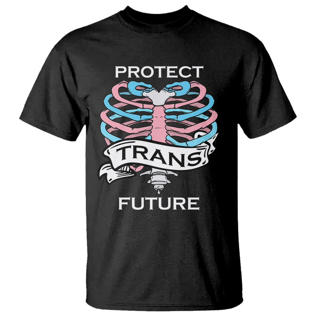 Protect Trans Kids Skeleton T Shirt Transgender Future LGBT Pride Flag LGBTQ Support TS02 Black Printyourwear