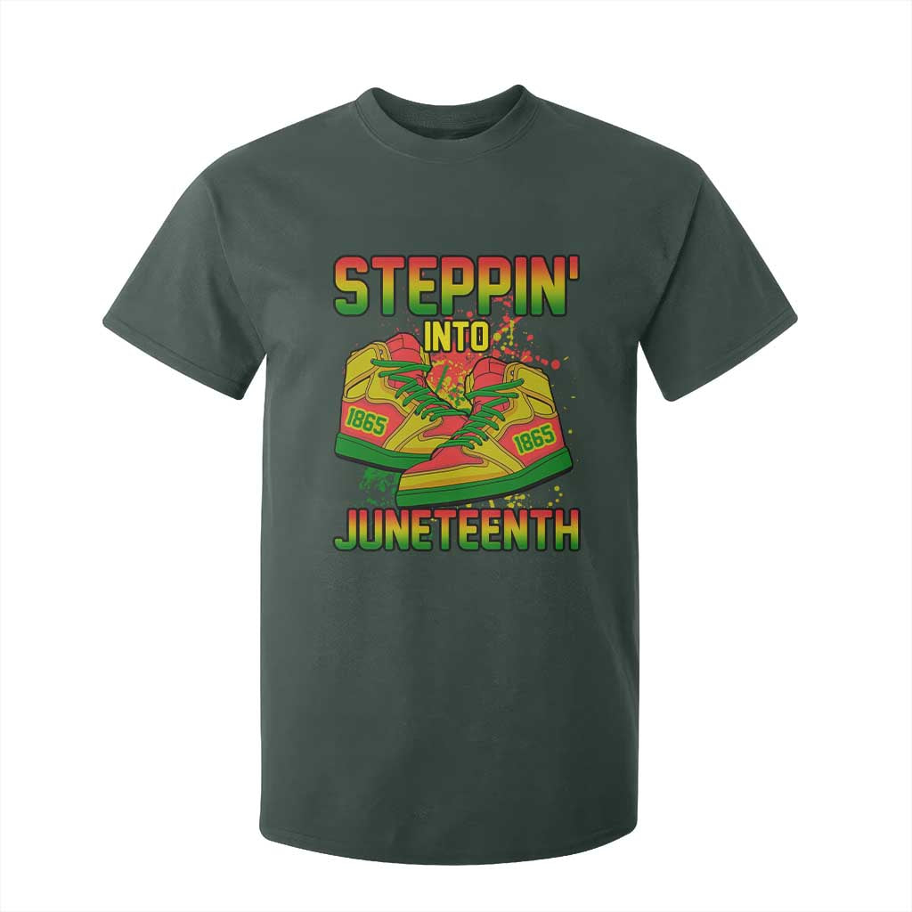 Steppin' Into Juneteenth 1865 T Shirt For Kid Freedom Day African American Pride TS02 Dark Forest Green Print Your Wear