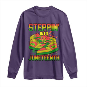 Steppin' Into Juneteenth 1865 Long Sleeve Shirt Freedom Day African American Pride TS02 Purple Print Your Wear